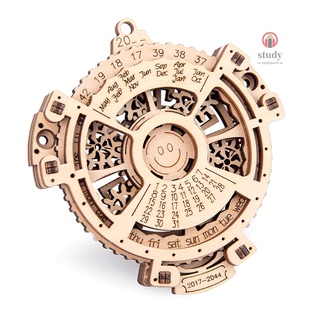 <IN STOCK> Wooden Calendar DIY Self Assembly 3D Wooden Puzzle Model Kit Laser Engraved Mechanical Transmission from 2017 to 2044 Educational Building Set Christmas Birthday Gift for Students Boys Girls Teens Adults