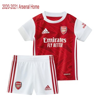 Kids Newest Arsenal Jersey Set 2020-2021 Arsenal Home Soccer Jersey Football Jersey Kids Tops+Shorts