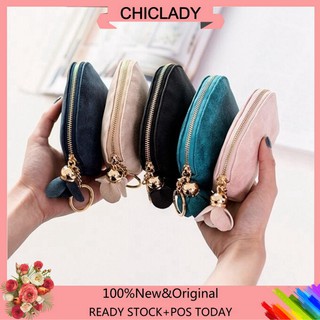 ❤COD❤Womens PU Leather Zipper Mini Coin Purse Wallet with Tassel Pendant and Key Ring