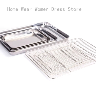 Home wear women dress store Stainless steel baking tray/stainless steel drain pan/stainless steel drain pan/square tray with grid