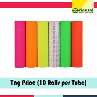 Jolly Single Line Tag Price Label Maker - Neon Colored and White - 10 rolls in a Tube - SOLD BY TUBE