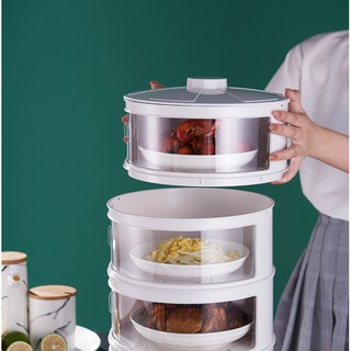 Multi layer household kitchen with transparent sliding door and dish cover for winter leftovers (3)