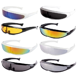yayuanfeng Personality Mirrored Lens Visor Sunglasses Laser Futuristic Narrow Cyclops
