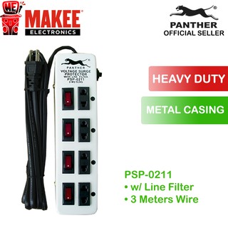 Panther PSP-0211 Individual Switch Extension Cord 4 Gang and 3 Meter Wire w/ Voltage Surge Protector