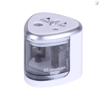 Multi-functional Automatic Electric Pencil Sharpener Battery Operated with 2 Holes(6-8mm / 9-12mm) for Home School Student Silver