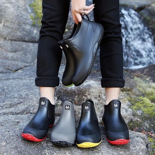 【spot goods】♦₪❁rain shoe☎۞◕rubber shoes for men✻Ashkenazi fashion short tube galoshes male add wool