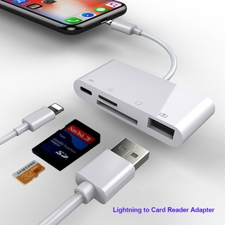 4in1 Lightning to USB and SD TF Card Slot and Lightning Port Adapter For TF SD Card Reader Camera Connection iPhone iOS Cable