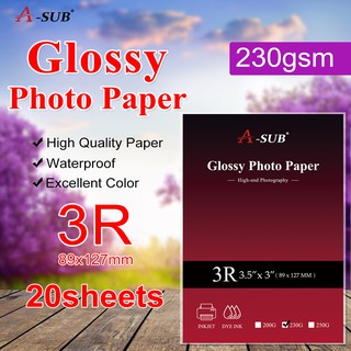 230gsm 3R Glossy Photo Paper For Inkjet Printers 20sheets