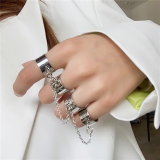 Vintage Cross Chain Adjustable Joint Ring Hip Hop Punk Finger Rings For Women Men Egirl Dating Party BFF Jewelry (7)