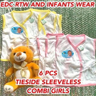6PCS EDC COMBI INFANT TIESIDE SLEEVELESS BARU BARUAN GIRL SET PINK AND YELLOW