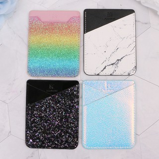 BST❀Fashion Mobile Phone ID Card Holder Wallet Credit Pocket Adhesive Sticker (6)