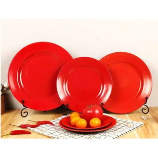 Melamine Plate Circle Red and Black