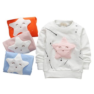 Kids Boys Girls Long Sleeve T-shirt Star Pattern Pullover (2)