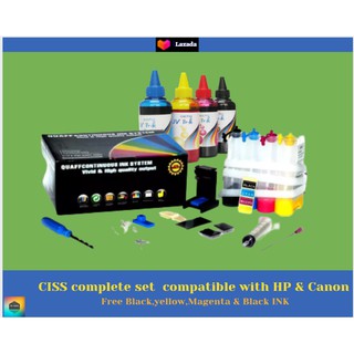 CISS Complete set KIT with free Black, yellow , Magenta & blue Dye UV ink DIY