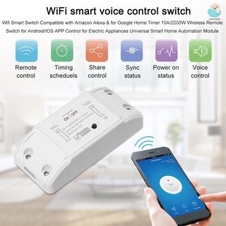 LY Tuya WiFi Smart Switch 10A/2200W Wireless Remote Switch Timer APP Control Universal Smart Home Automation Module Voice Control Compatible with Amazon Alexa & for Google Home for Electric Appliances
