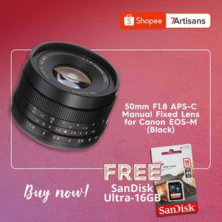 7Artisans Photoelectric 50mm F1.8 APS-C Manual Fixed Lens for Canon EOS-M (Black)