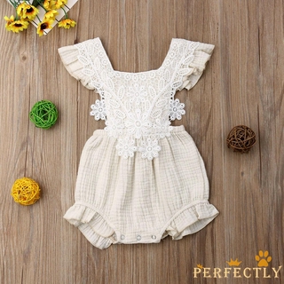 ✨QDA-Cute Infant Newborn Baby Girl Lace Ruffle Romper Jumpsuit Bodysuit Summer Outfit Clothes (2)