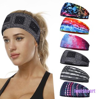 LHPH Wide Sport Sweat Sweatband Headband Yoga Gym Stretch Hair Band Printing Flag LHH