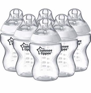 Tommee Tippee Closer to Nature Feeding Bottle 9 oz Clear 6 Pack