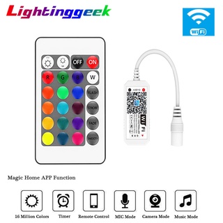 Lightinggeek Mini Wifi LED Remote Wireless Controller Android /IOS + 24Key RF Remote for SMD RGB 4 Pin LED Strip Light Smart Phone APP Control