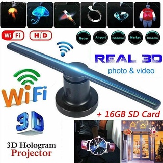 ♕WiFi 3D Hologram Projector Light Advertising Display LED Fan Holographic Imaging Lamp 3D Remote Hol