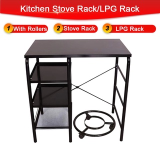 Stainless Gas Stove Stand Heavy Duty Kitchen Rack Gas Rack Stove Rack (With Rollers）