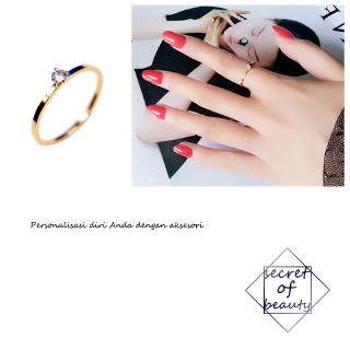 Titanium Jewelry Rhinestone Inlaid Ring Korean Style Rose Gold 4 Claws Ring