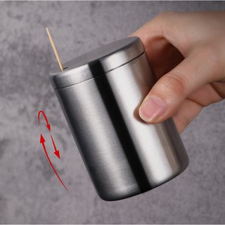 Stainless Steel Toothpick Holder Home Daily Use Portable Toothpick Box Bucket Cotton Swab Storage Box Cotton Swab Bucket (5)