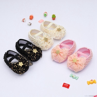 (COD)Baby Girl Sweet Princess Shoes Star Net Yarn Bowknot Crib Shoes Newborn Soft Sole Toddler Shoes