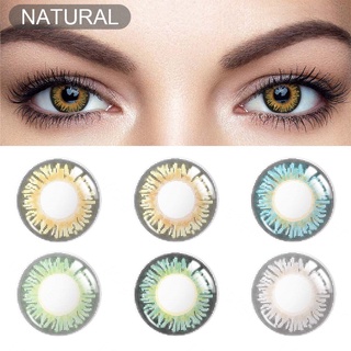 Contact lense 2pcs 1 Pair Eye Colored Cosmetic eye makeup Contact lens Soft 14.20mm Flower series Yearly Use natural brown contact lens/ Free glasses case