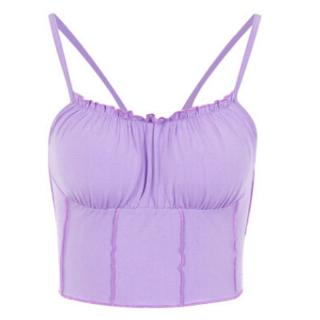 BIG SPECIAL SweetyGirl Women Streetwear Solid Purple Color Ruch Sleeveless Strap Crop Top (7)