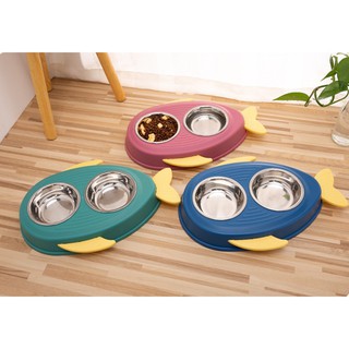 [Wikidog]Cat Dog 2 in 1 Stainless Feeder Bowl