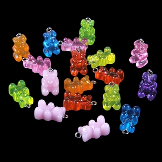 50Pcs 21mm*11mm Bear Charms Resin Cabochons Glitter Gummy Candy Necklace Keychain Pendant DIY Making Accessories (5)