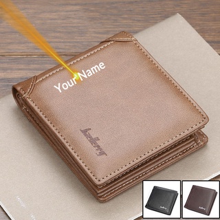 Fashion Men Wallets Engraving Name & Logo Credit Card Holder High Quality Coin Purse PU Leather