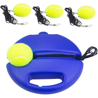 Tennis Trainer Rebound Ball, Tennis Practice Trainer Gear Tennis Training Equipment Kit with 1 Trainer Base 4 Elastic Ropes & 4 Balls for Beginners, Kids, Adults