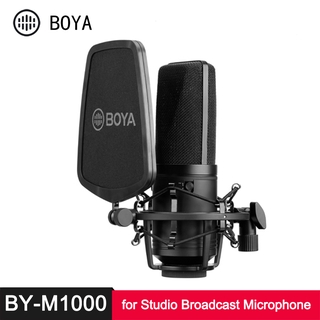 Boya BY-m1000 large diaphragm microphone low-cut cardioid filter condenser mic for studio live broadcast vlog video mic