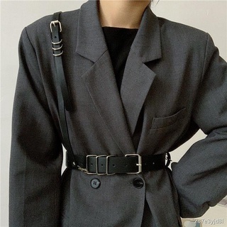 ☌㍿❈Diagonal suspender belt female punk ins wind jeans belt with suit dress decorated waist tide