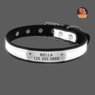 【NORMA】Personalized Dog Collar Leather Reflective Cat Collar Custom Engraved ID Tag Engraved For Puppy Large Dogs Pet accessories (7)