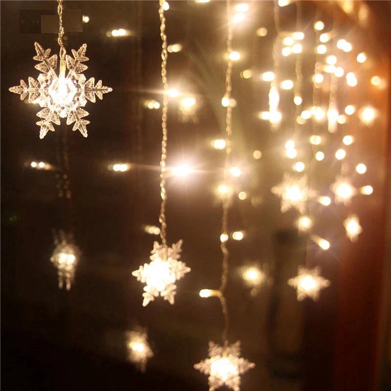 LED Snowflake Fairy String Curtain Window Light home Decor (1)