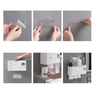 Magnetic Adsorption Toothbrush Holder Toothpaste Squeezer Dispenser Storage Rack BathroomAccessories (6)