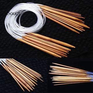 SQ 18Sizes 40/60/80/100/120cm Tube Circular Carbonized Bamboo Knitting Needle Set (1)