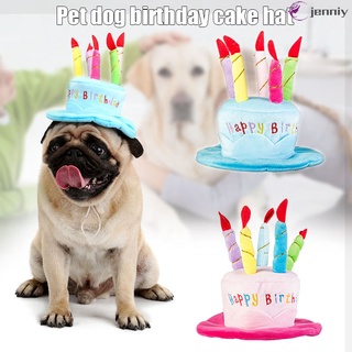Cute Dog Cat Birthday Cake Hat Pet Cap Pet Hat with 5 Color Candles Design Party Accessory