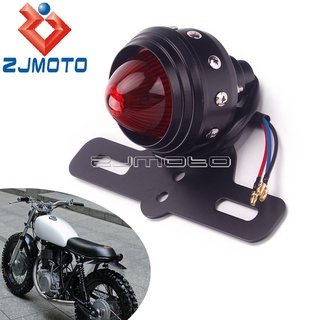 Accessories Cafe Racer Motorcycle LED Brake Tail Light w/ License Plate Bracket For Harley Scrambler