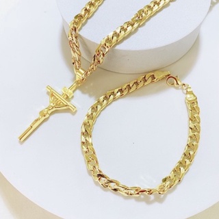 men 2in1 Necklaces and bracelets Fashionable 24K Bangkok Gold Plated Necklace for men
