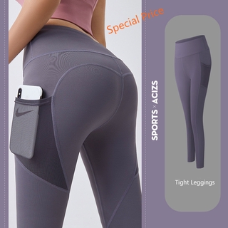 Yoga Pants With Raised Peach Hip Leggings High Waist Elastic Side Pocket Fitness Pants Tight Exercise Pants