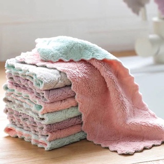 Household Rags Microfiber Cleaning Cloth Hand Wash Kitchen Towel Double-sided Thick Coral Fleece