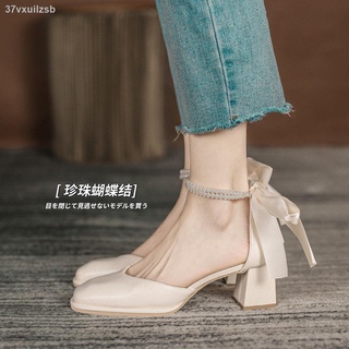 Sandals№✹Lace-up high heels women summer 2021 new style French thick heel toe sandals women gentle w
