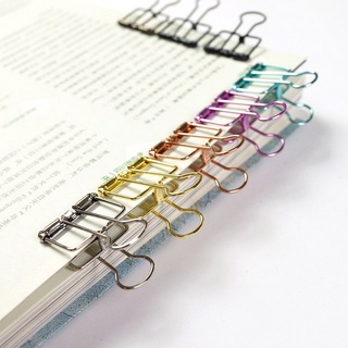 Medium simple solid color metal hollow long tail clip electroplating hollow creative fun stationery purse