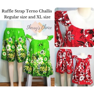 Ruffle strap A-line terno shorts Jakarta Bangkok challis casual terno pambahay
