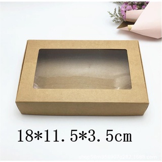 50pcs Retro Kraft Paper Packaging Box Cake Baking Packing Box With PVC Window Handmade Gift Box (5)